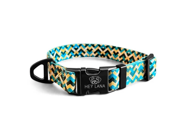 Kunterbunt Hunde Halsband in Gelb/Blau