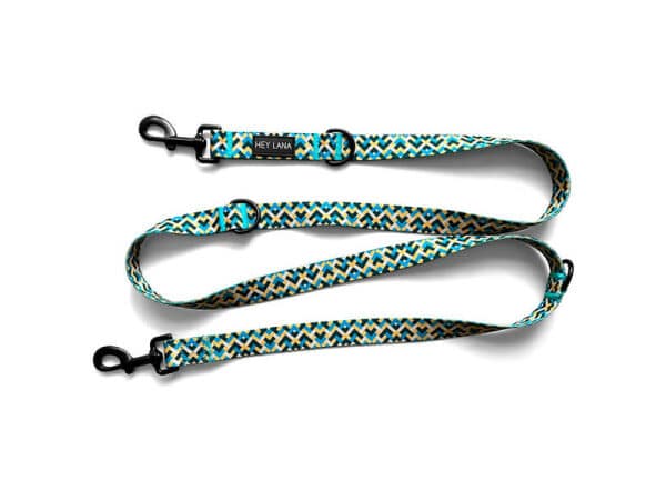 Hunde Führleine Kunterbunt ist 3-fach verstellbar in Gelb/Blau