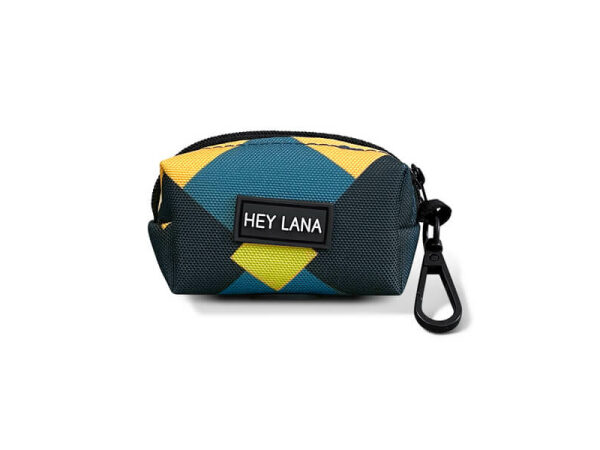 Kotbeutelspender in Gelb / Blau von vorne