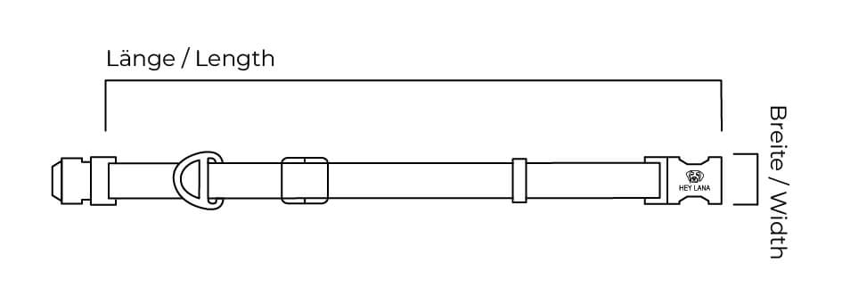 Kunterbunt collar Technical drawing Length and width
