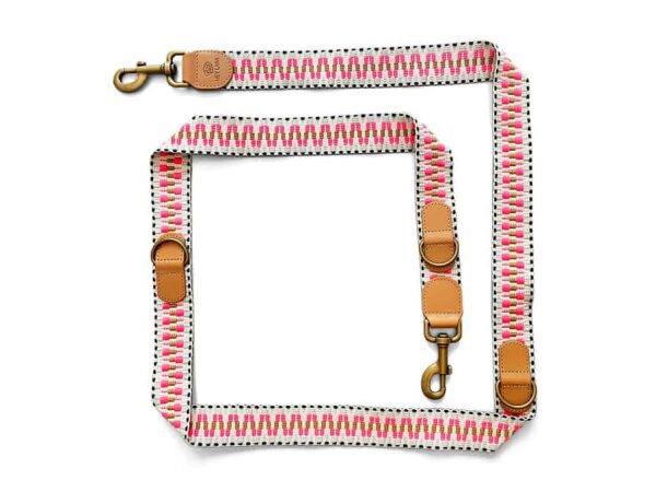 Lange Hunde premium Führleine ist 3-fach verstellbar 1,80m in Pink/Beige