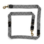 Long premium dog lead is 3-way adjustable 1.80m in black/white