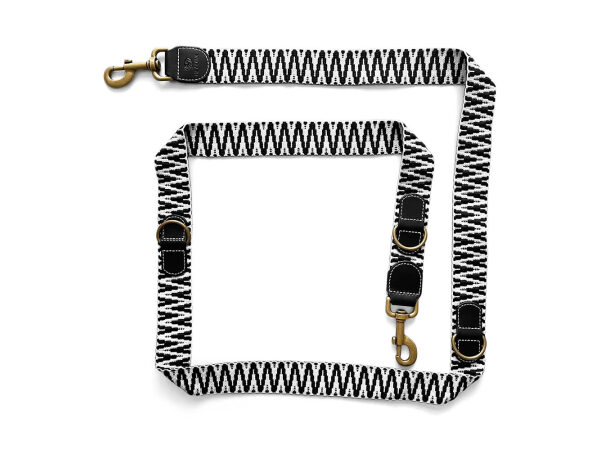 Lange premium Hunde Führleine ist 3-fach verstellbar 1,80m in Schwarz/Weiß