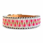 Tres Chic Kollektion Halsband Hund in Pink/Beige hinten