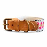 Tres Chic Kollektion Halsband Hund in Pink/Beige vorne