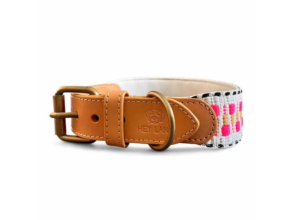 Tres Chic Kollektion Halsband Hund in Pink/Beige vorne