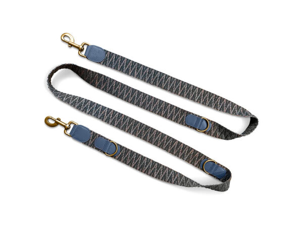Premium Hunde Führleine aus Leder ist 3-fach verstellbar 2m in Blau/Grau