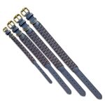 All 4 sizes of premium collars in blue gray lying next to each other