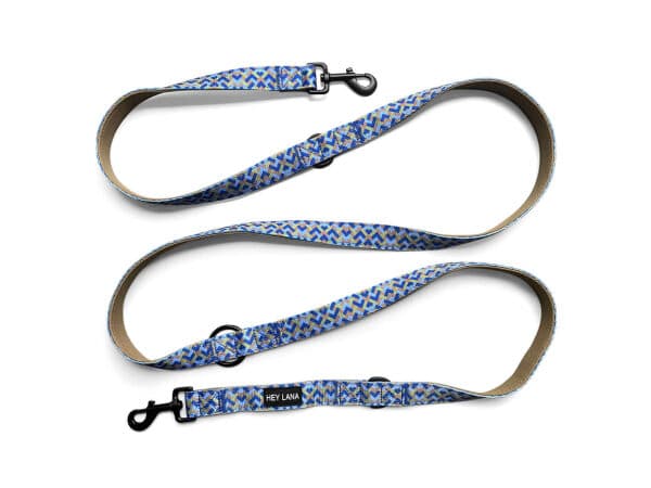 Hunde Joggingleine Kunterbunt ist 3-fach verstellbar in Moccha/Blau