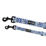 Hundeleine 3-fach verstellbar Kunterbunt in Mocca/Blau beide breiten