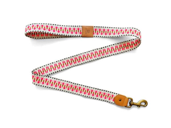 Kurze Hundeleine Tres Chic 1,20m in Pink/Beige