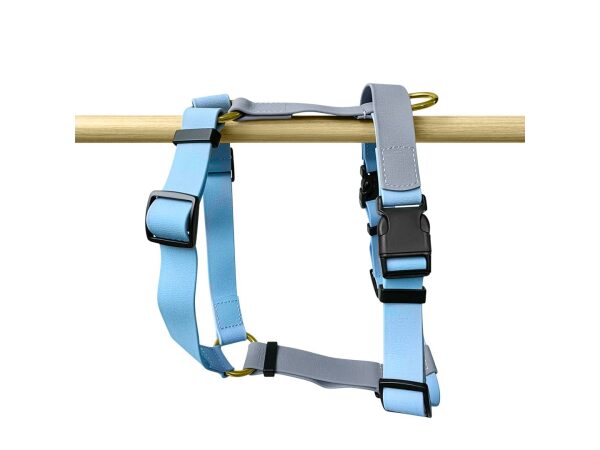 Outdoor Führgeschirr in Taupe/Blau hängend