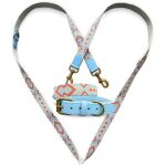 Très chic collection - Dog collar and lead set - Coral/blue